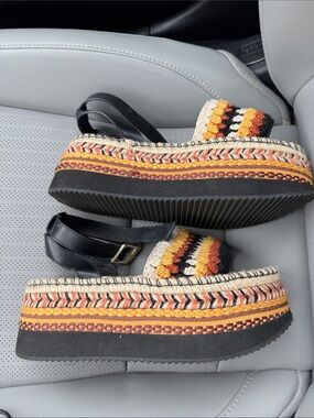 FARM Rio Rust Crochet Espadrille Flatform Sandals